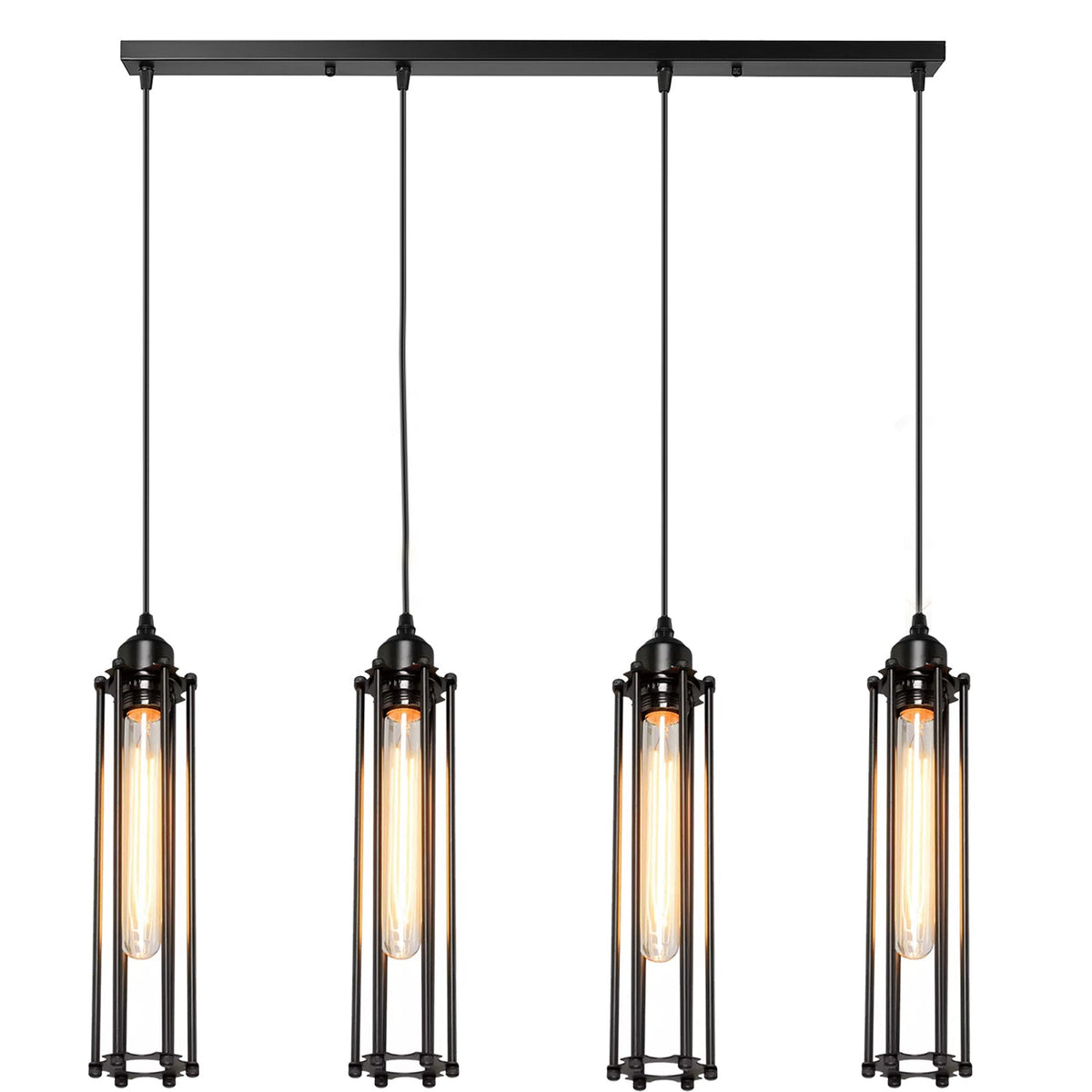 Black 4 Light Cage Ceiling Light ~1495-1