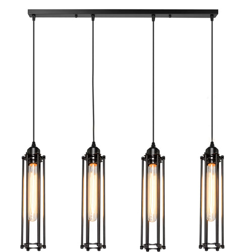 Black 4 Light Cage Ceiling Light ~1495-1