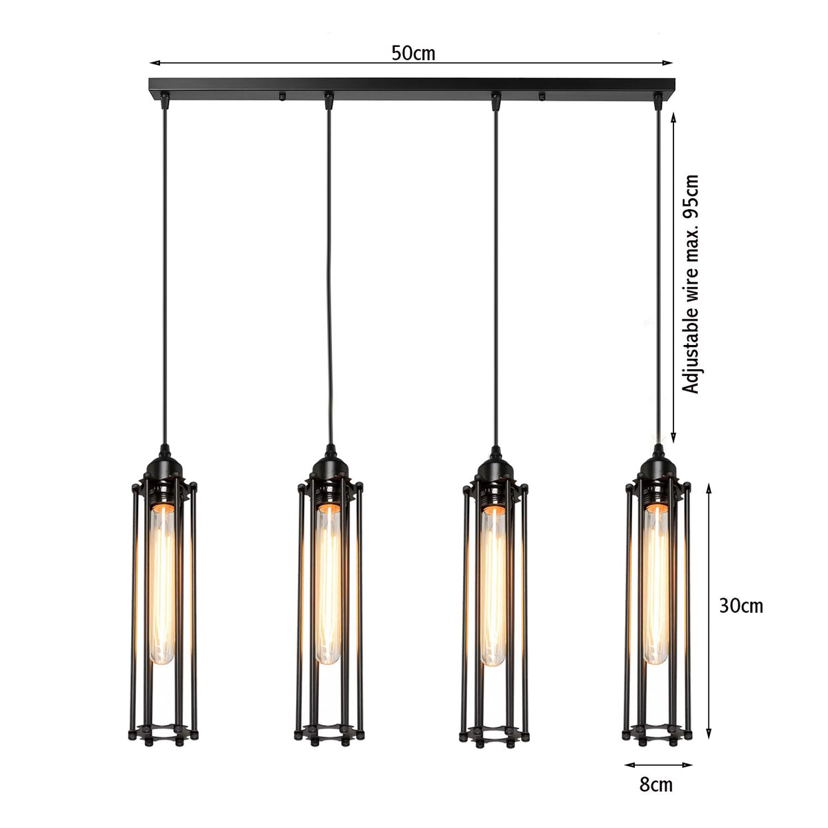 Black 4 Light Cage Ceiling Light ~1495-2