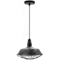 Modern Farmhouse Pendant Light Brushed Silver Barn Shade ~1553-0