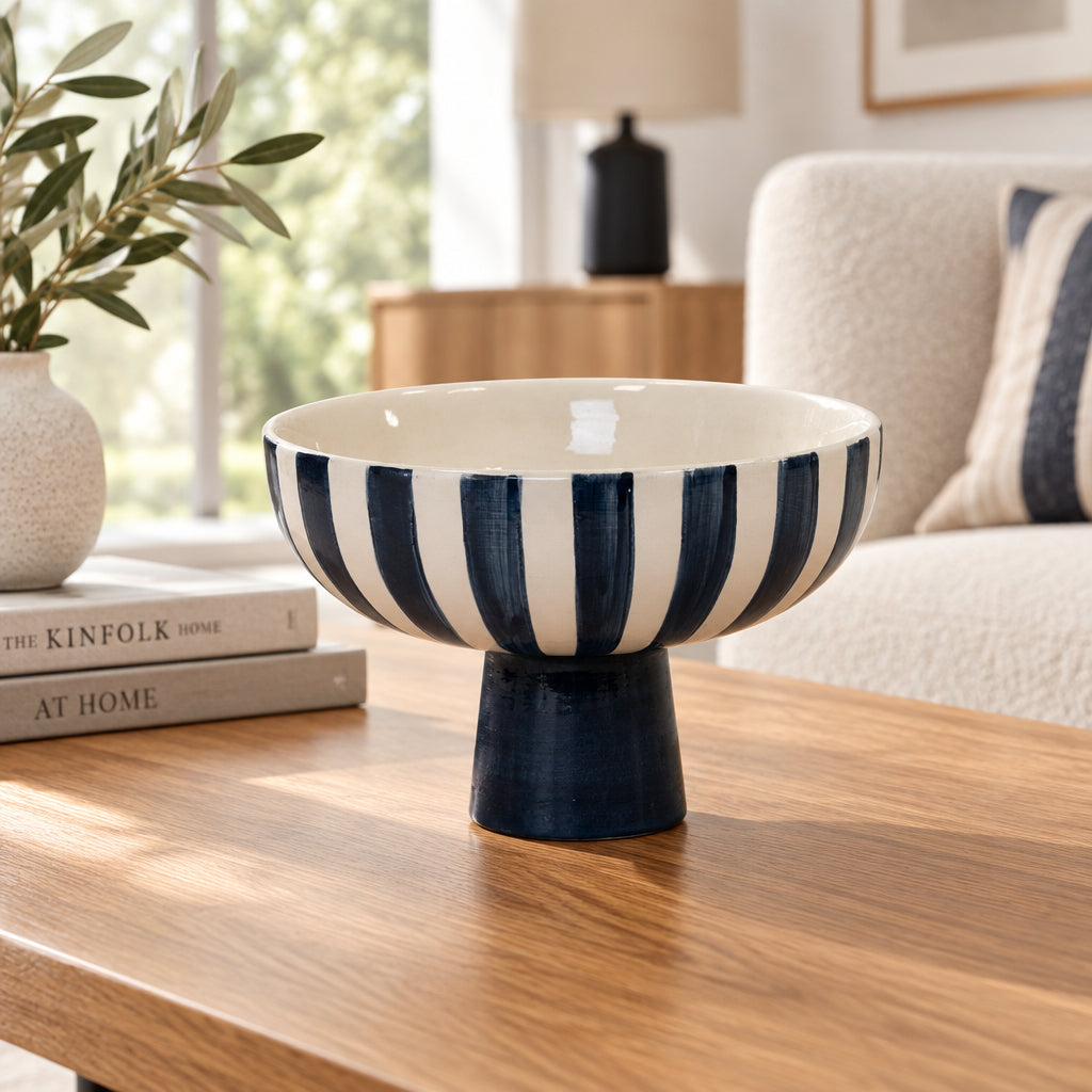 Deep Blue And White Ceramic Bowl Decor-0
