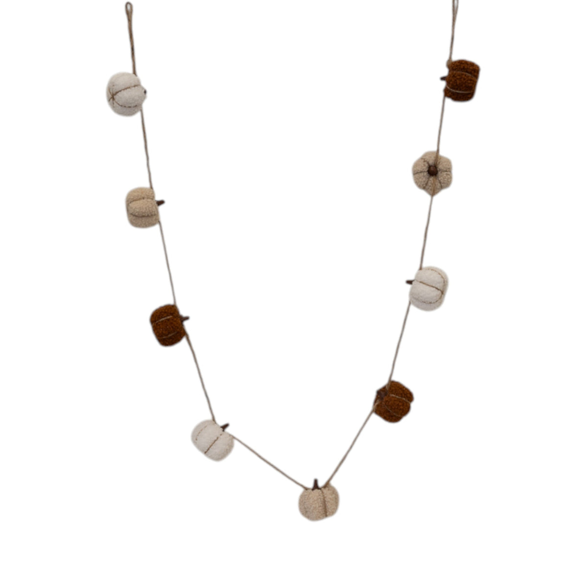 Boucle Pumpkin Garland White Beige and Brown 150cm-0