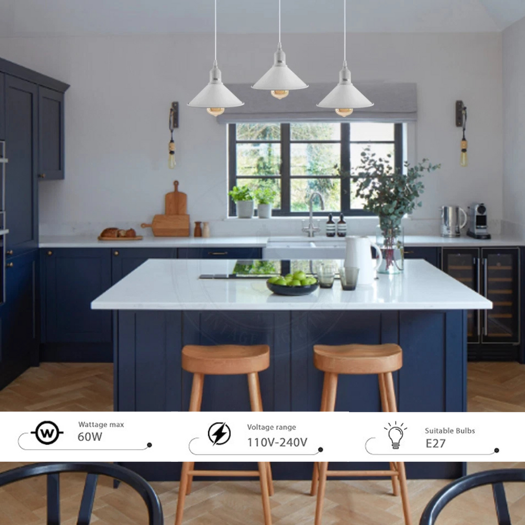 Industrial 3way Hanging Ceiling Pendant Light Metal Cone Shade Indoor Lighting~1003-1