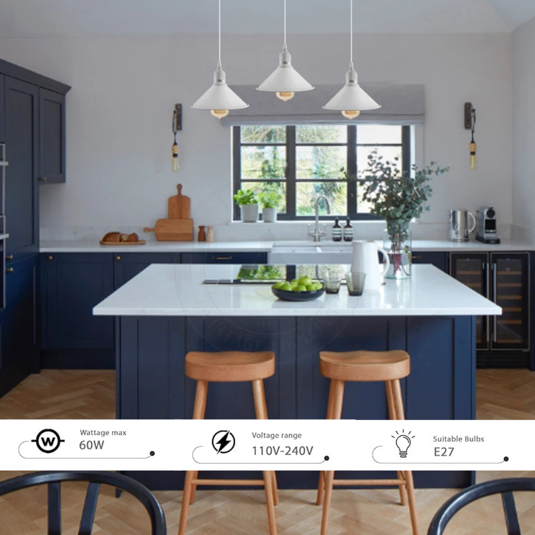 Industrial 3way Hanging Ceiling Pendant Light Metal Cone Shade Indoor Lighting~1003-1