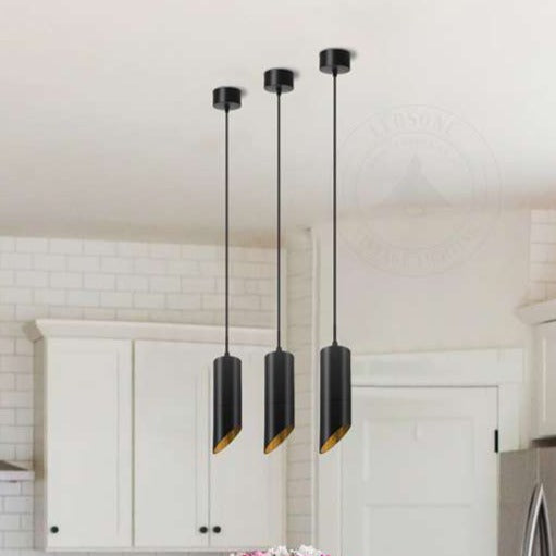 Black Inner Gold GU10 Tube Pendant Light 20cm/30cm/40cm~4593-0