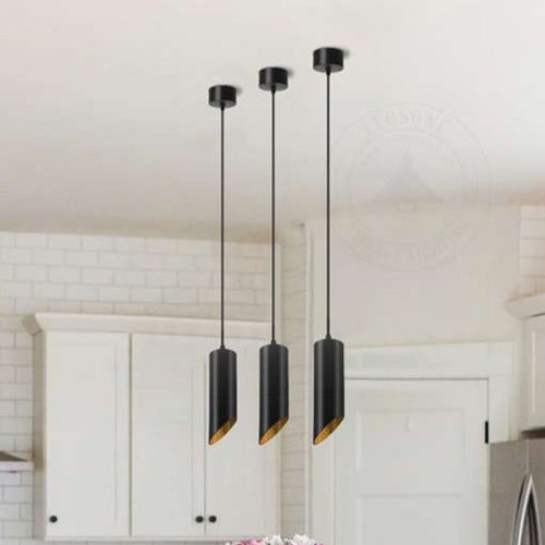 Black Inner Gold GU10 Tube Pendant Light 20cm/30cm/40cm~4593-0