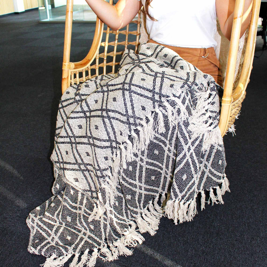 Boho Comfort Throws - Black & Biege Regency-4