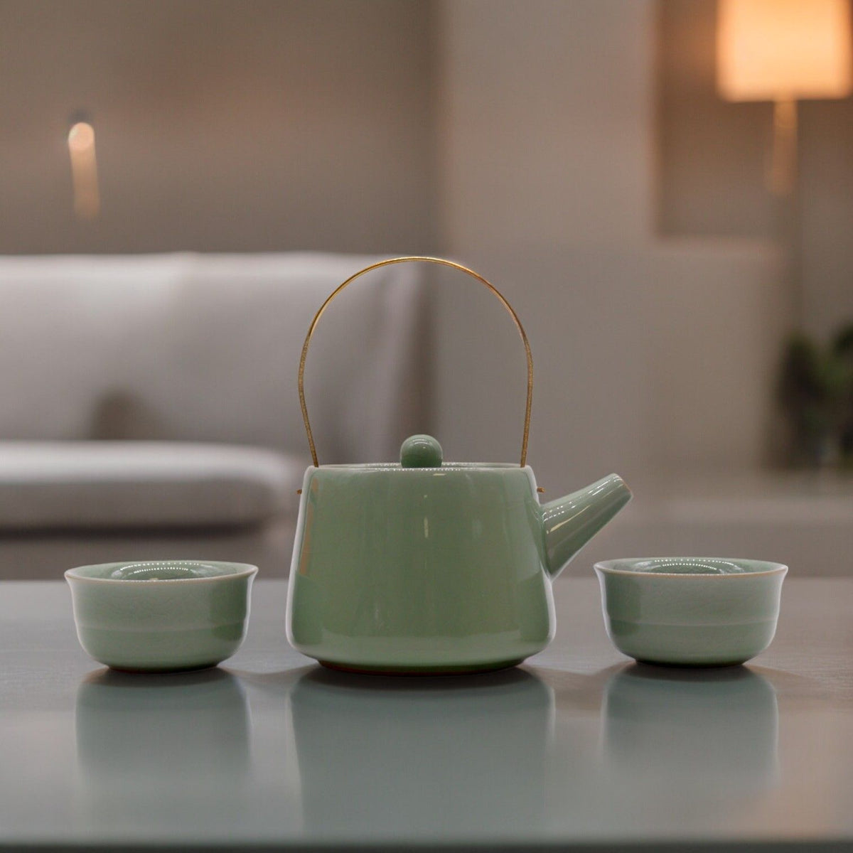 Herbal Jade Teapot Set - Pot & Two Cups-1