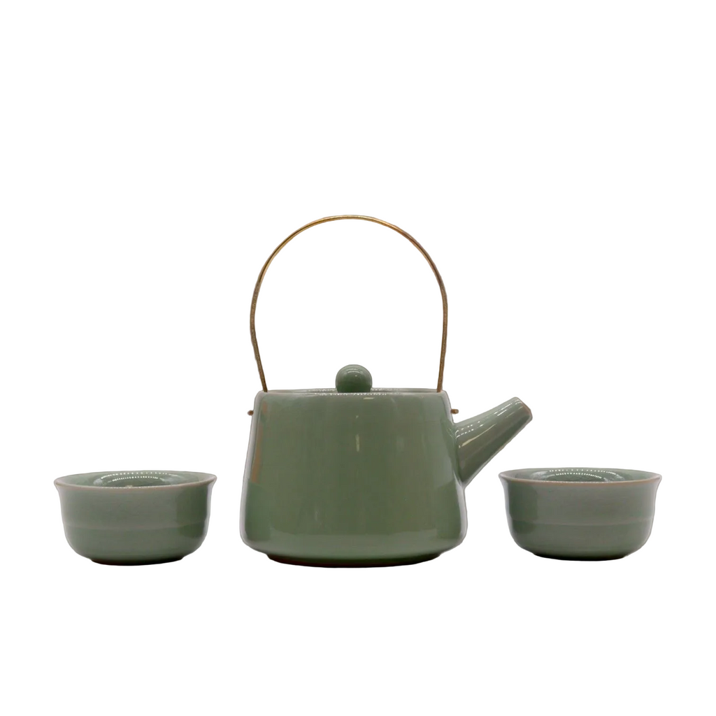 Herbal Jade Teapot Set - Pot & Two Cups-0