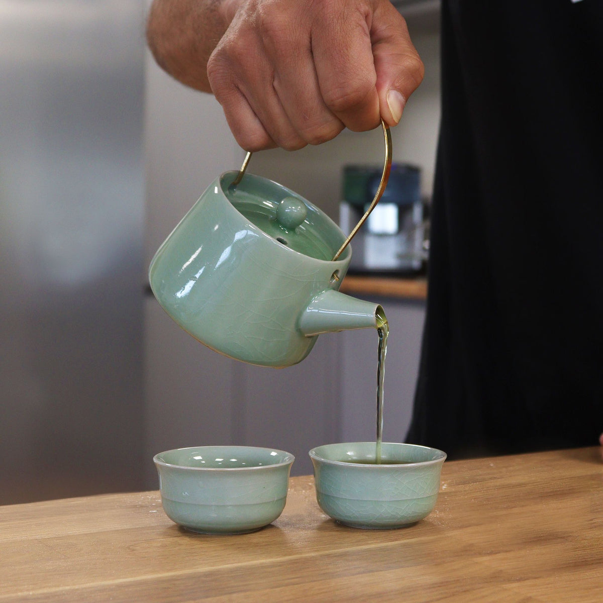 Herbal Jade Teapot Set - Pot & Two Cups-4