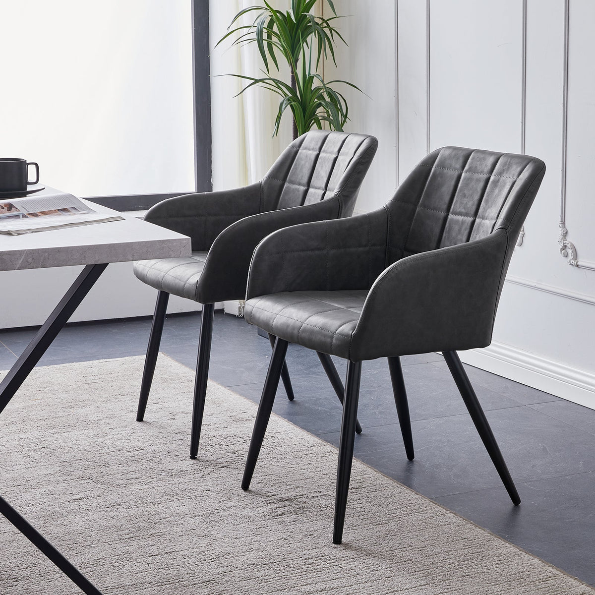 Bloor Faux Leather Dining Chairs [Set of 2]-5