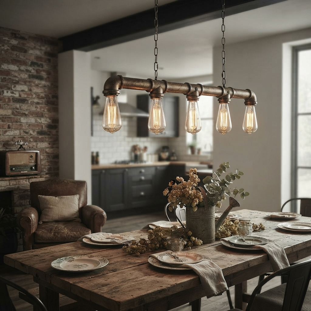 5 Way Industrial Steampunk Pipe Pendant Ceiling Light E27~2368-0