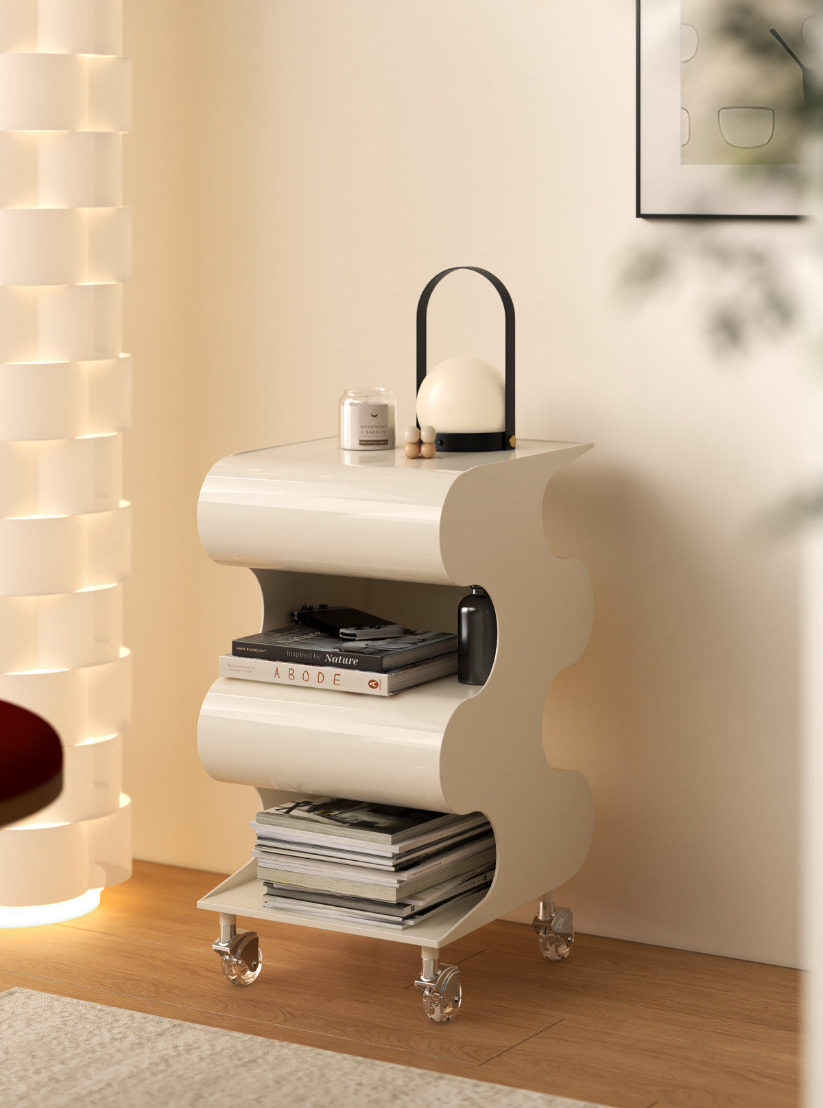 Modern Curved Rolling Cart-5