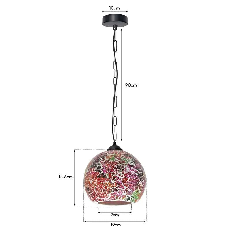 Vintage Mosaic Globe Ceiling Pendant Light - Handcrafted Hanging Tiffany Light~4989-3