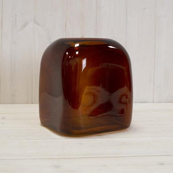 Burnt Amber Square Bubble Vase H18cm x 16cm x 16cm-1