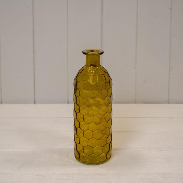 Yellow Honeycomb Glass Bottle-1