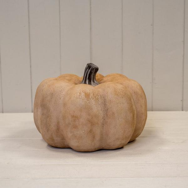 Pale Orange Large Ceramic Pumpkin Ornament-1