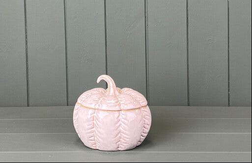 Glazed Ceramic Pumpkin Jar with Textured Detail-1