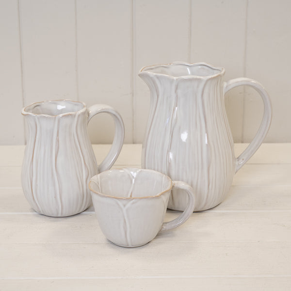 Natural Ceramic Jug with Petal Shape design Small-2