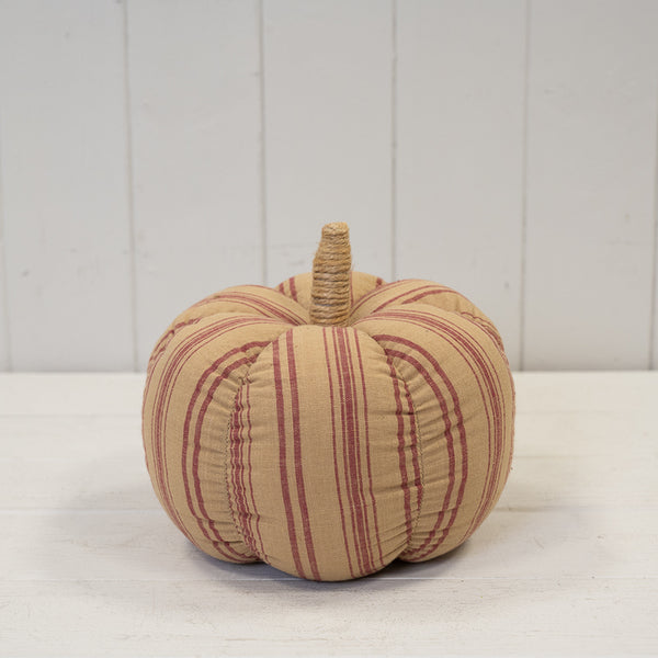 Beige and Deep Rose Striped Fabric Pumpkin-1