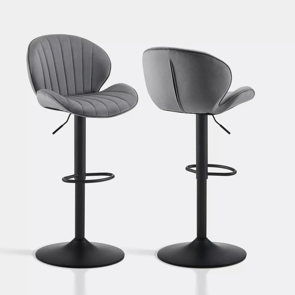 Caryol Velvet Bar Stool [Height Adjustable][Set of 2]-6