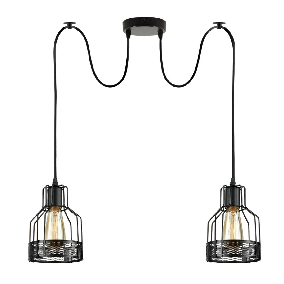 Industrial Spider Pendant Light Adjustable Multi Arm E27 Cage~6139-7