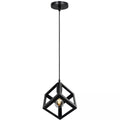 Modern Black Square Cage Pendant Light – Industrial Iron Metal Frame~1987-1