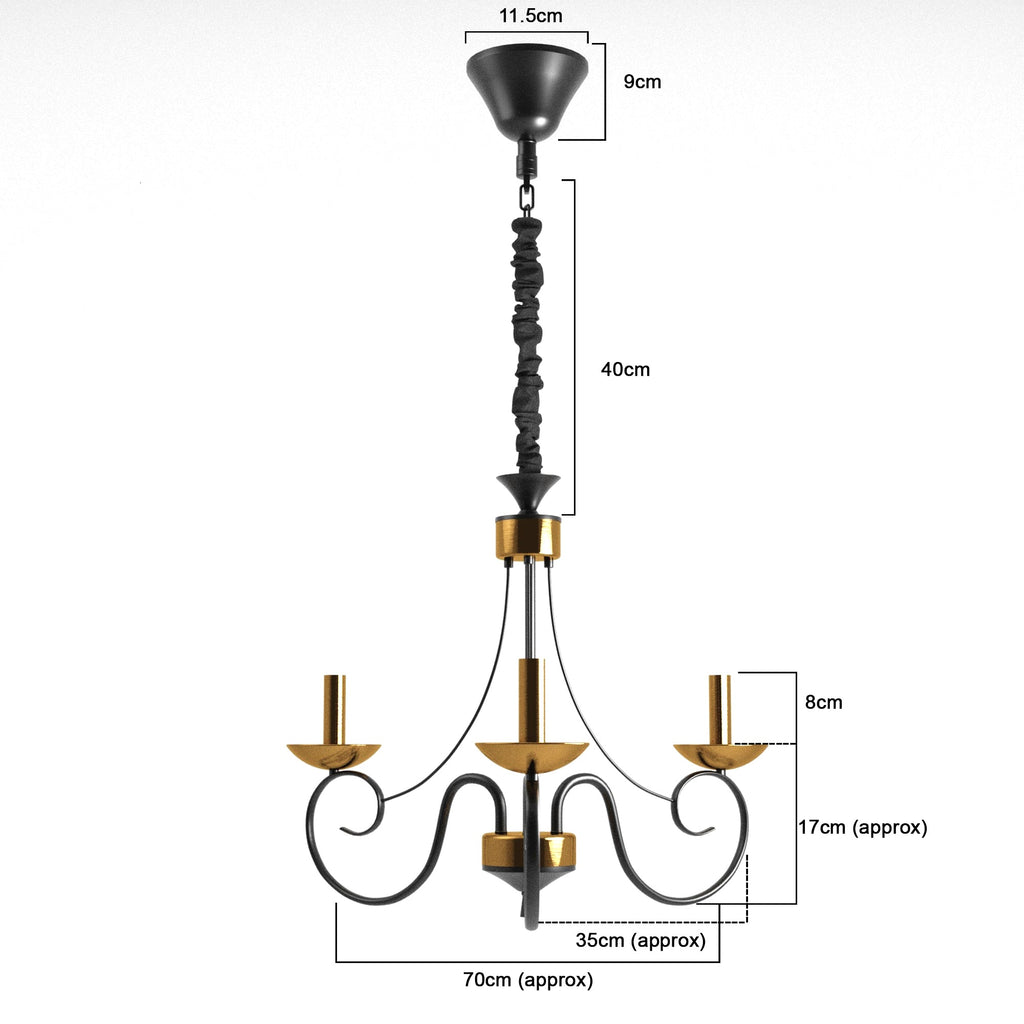Traditional Wrought Iron Chandelier 5 Light Scrollwork E14 Fitting ~4997-1